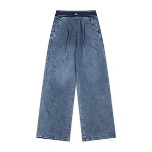 Alo Yoga Tencel Denim Wide Leg Pants Washed Blue